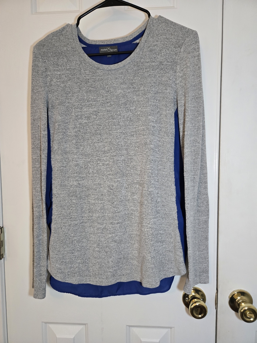Market & Spruce Gray Long Sleeve Blue Back Size M